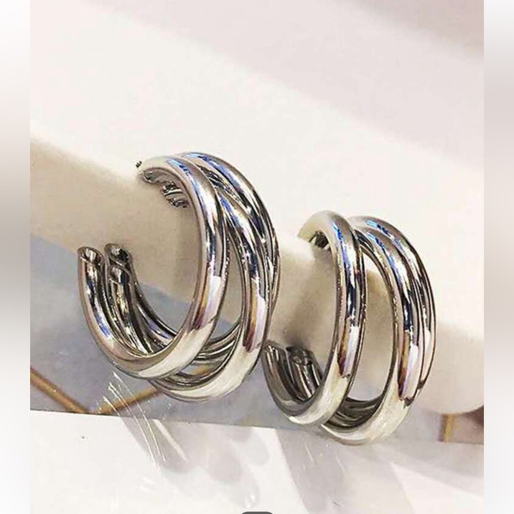 Fashion cuff hoop earrings faux Silver casual wear